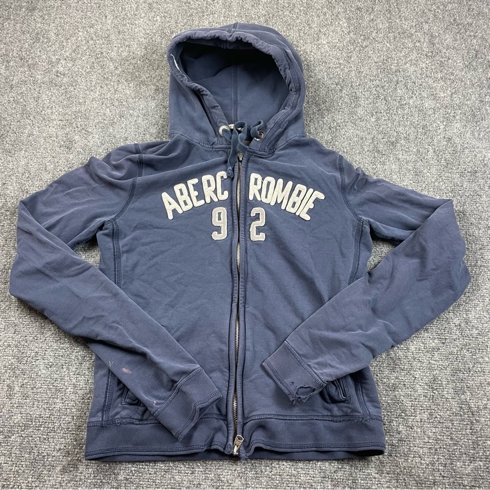 AMERICAN EAGLE Women’s Blue Hooded Zip Up Logo Sweatshirt Stretch size: X-Large